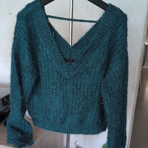 Forever 21 Deep Green V-Neck Sweater